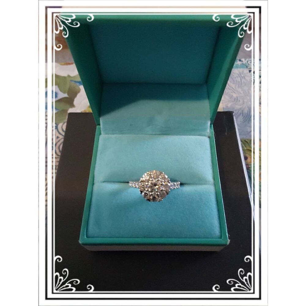 Gorgeous 3 Ct. Genuine Moissanite Flower Halo DesignโCluster Ring Sz 8